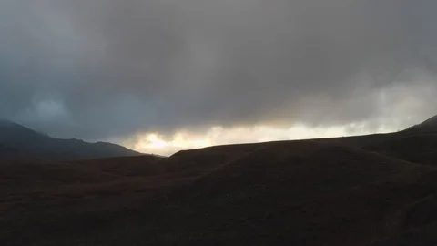 Fly in dusk over the valley Stock Footage 86790385