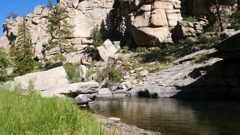 Fly Fisherman Casting Video stock 90735645