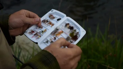 Fly fishing box Stock Footage 90061905