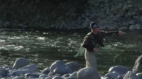 Fly fishing casting Stock Footage 11411855