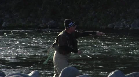 Fly fishing casting - slow motion Stock Footage 11411367