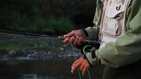 Fly fishing close-up casting Stock Footage 23174816
