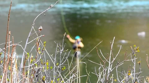 Fly Fishing Rack Focus Stock Footage 49040829
