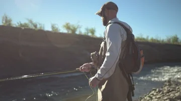 Fly fishing on the river 9 库存影片 86050816
