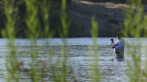 Fly fishing river false catch Stock Footage 91753442