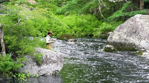 Fly fishing on a river Video stock 157789799