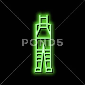 Fly fishing waders neon glow icon illustration: Graphic #235689677