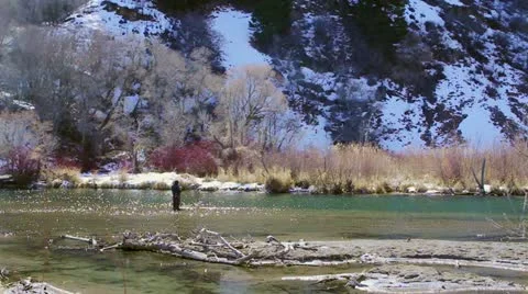 Fly Fishing Wide Angle Stock Footage 10818540