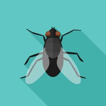 Fly flat icon with long shadow Stock Illustration