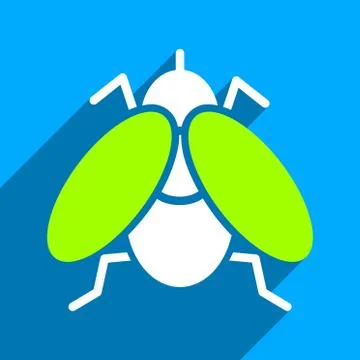 Fly Flat Square Icon with Long Shadow Illustrazione stock