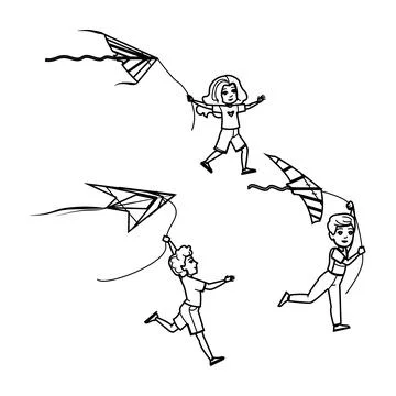 Fly flying kite kid vector Stock Illustration