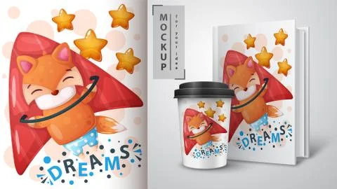 Fly fox - mockup for your idea Stock Illustration