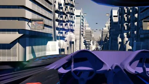 Fly In The Future City, Stock Illustration