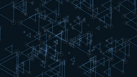 Fly futuristic triangles geometric shape with neon dots Stock-Footage 199338416