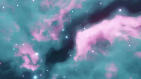 Fly in gas nebula. camera rotating in space. nebula gas animation in space Video stock 297402888