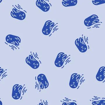 Fly ghost glyph vector seamless pattern Illustrazione stock