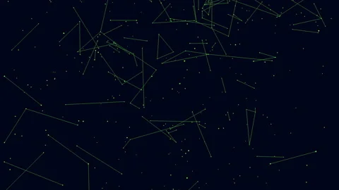 Fly green lines with dots in dark galaxy Video stock 195518034