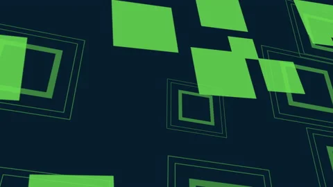 Fly green squares and cubes geometric pattern 스톡 동영상 230081344