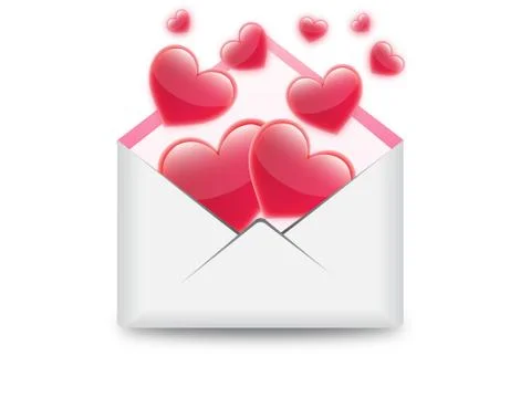 Fly hearts from email vector illustration Stock Illustration