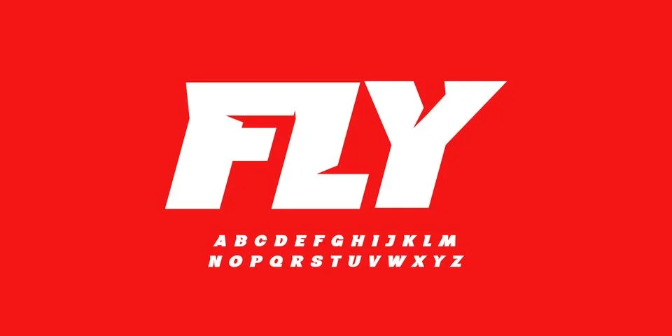 Fly heavy font, bold thick italic letters, dynamic alphabet for speed car racing Stock Illustration