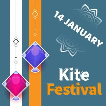 Fly High with Kites and Threads: Celebrate the Kite Festival on January 14th Stock Illustration