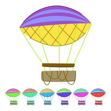 Fly hot air balloon vector cartoon graphic Stock Illustration