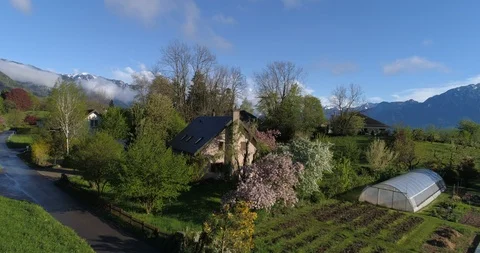 Fly on house in trees in St-Légier la Chiésaz (part 1) - Aerial 4K Stock Footage 107042668
