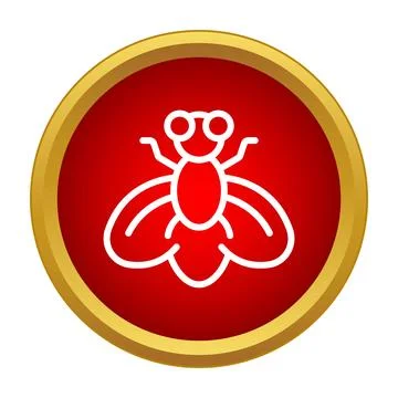 Fly icon representing insect pest control button Stock Illustration