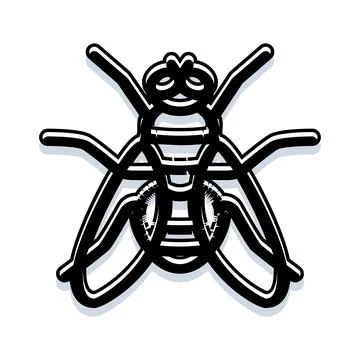 Fly insect bug line art black and white icon illustration 스톡 일러스트