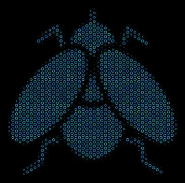 Fly Insect Composition Icon of Halftone Spheres Illustrazione stock
