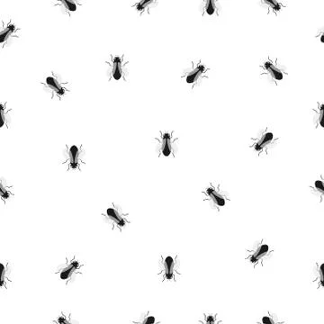 Fly insect flat vector seamless pattern Stock Illustration