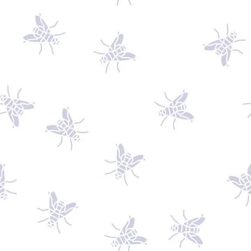 Fly insect glyph seamless pattern Illustrazione stock