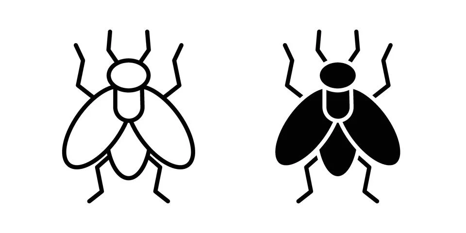 Fly insect icon silhouette vector set. thin line pack Stock Illustration