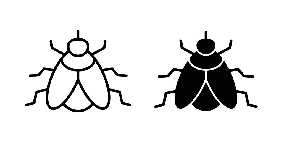 Fly insect icon symbol. Flat and Stroke Vector illustration Stock Illustration