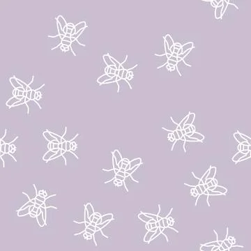Fly insect line seamless pattern Stock Illustration