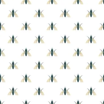 Fly insect motif creating a seamless background pattern Illustrazione stock