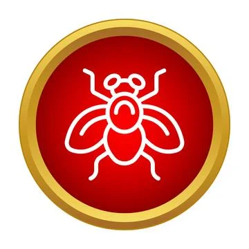 Fly insect outline icon in red circle Stock Illustration