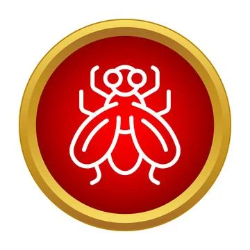 Fly insect outline icon in red circle Stock Illustration