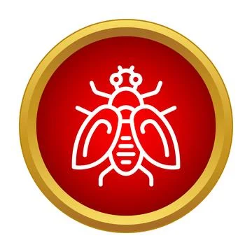 Fly insect outline in red circle icon Stock Illustration
