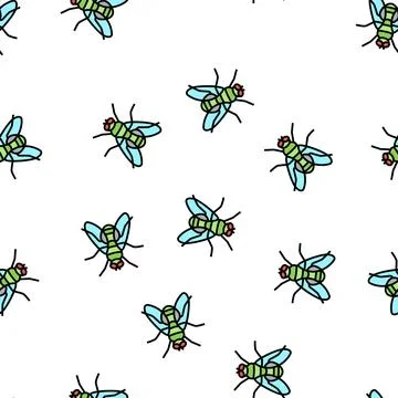 Fly insect vector seamless pattern Stock Illustration