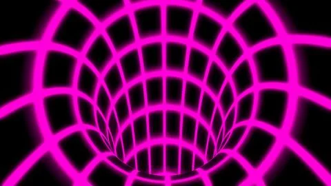 Fly Inside Pink Digital Tunnel Grid in Connected Secure Computer Network Stock Illustration