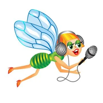 Fly journalist Stock Illustration