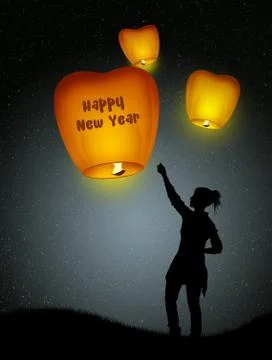 Fly lanterns for the New Year Stock Illustration