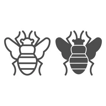 Fly line and solid icon, pest control concept, Flea sign on white background Illustrazione stock