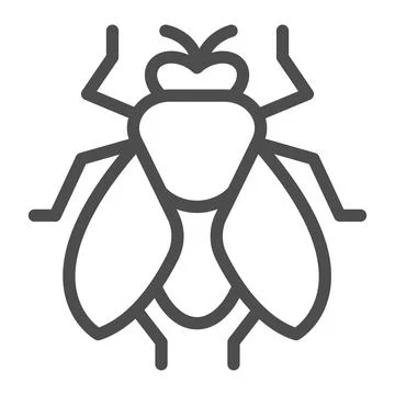 Fly line icon, pest control concept, insect sign on white background, fly Stock Illustration