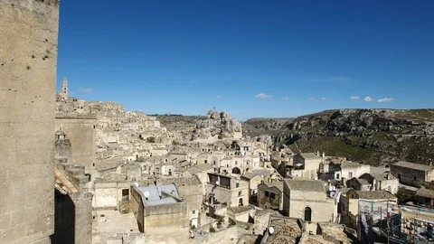 Fly on Matera Sassi Video stock 104047059