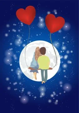 Fly to the moon Stock Illustration