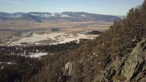 Fly by mountain cliffs and valley Stock Footage 166069543