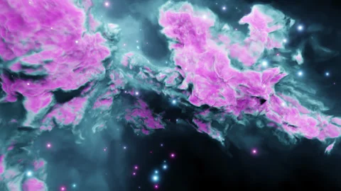 Fly in a nebula fields. space exploration with star and gas nebula Video stock 293845592