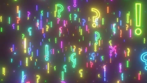 Fly In Neon Glow Question Marks Exclamation Point Interrobang Symbols Stock Footage 286021289